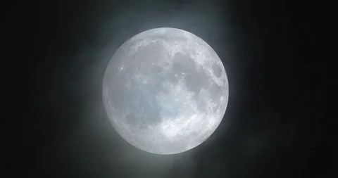 Big Full Moon in Close Up With Clouds On Windy Night Stock Footage