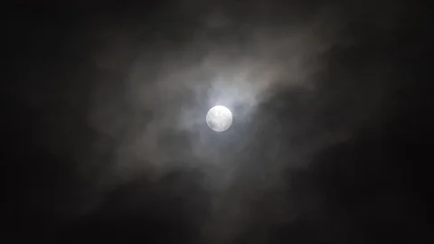 Big Full Moon In The Night Sky Stock Footage 109674331