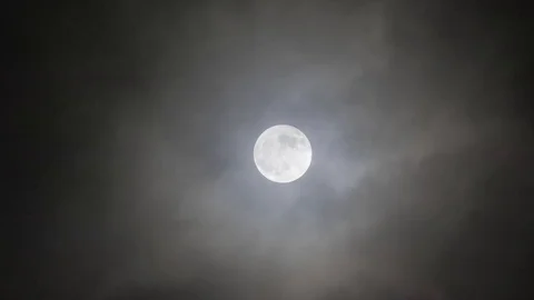 Big Full Moon In The Night Sky Stock Footage 109674370