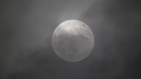 Big Full Moon In The Night Sky Stock Footage 109674400