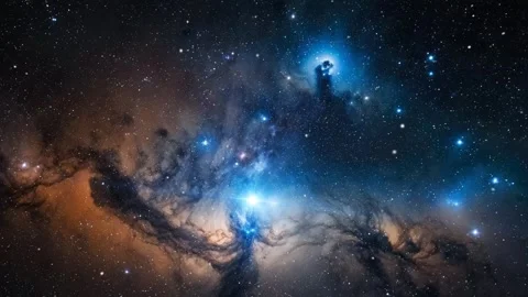 Big galaxy and nebula in outer space Stock Footage 243263575