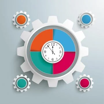 Big Gear Colored 4 Options Cycle Clock Centre Stock Illustration