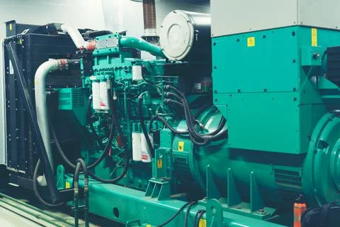 Big generator engine power backup system of industrial Stock Photos