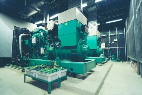 Big generator engine power backup system of industrial Stock Photos