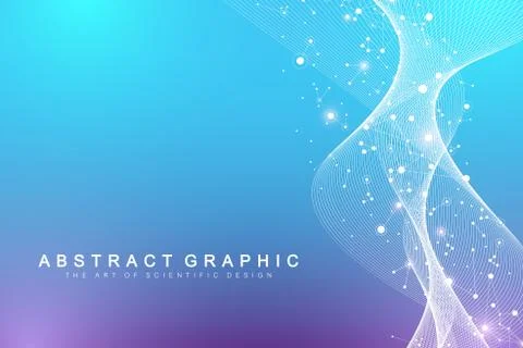 Big Genomic Data Visualization. DNA helix, DNA strand, DNA Test. Molecule or Illustrazione stock