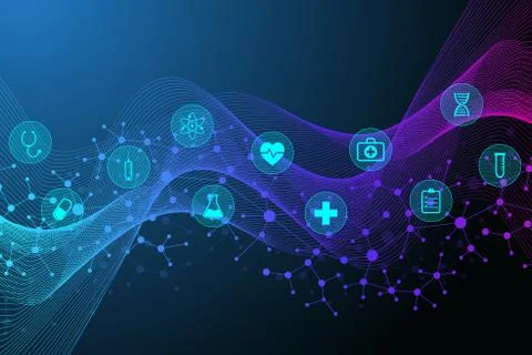 Big Genomic Data Visualization. DNA helix, DNA strand, DNA Test. Molecule or Stock Illustration