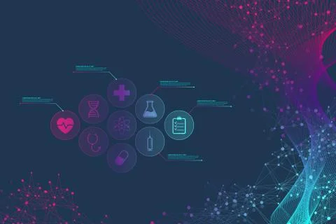 Big Genomic Data Visualization. DNA helix, DNA strand, DNA Test. Molecule or  Stock Illustration