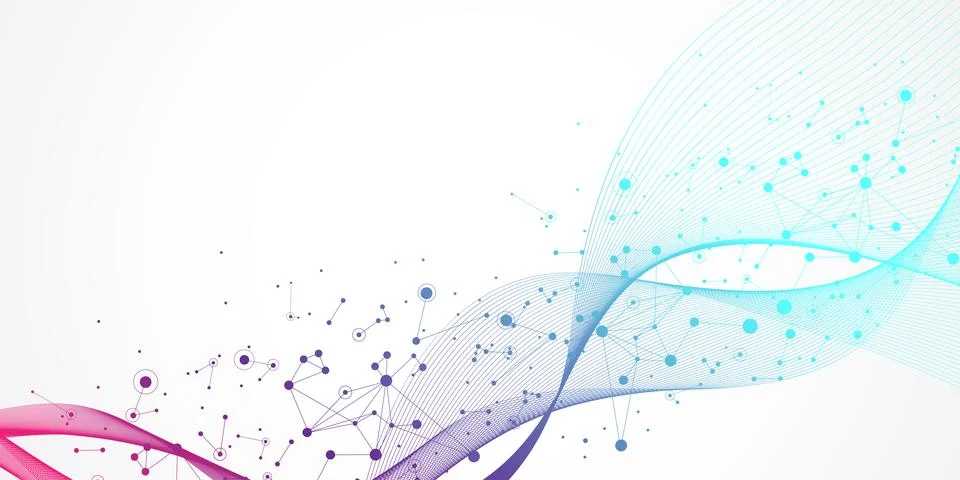 Big Genomic Data Visualization. DNA helix, DNA strand, DNA Test. CRISPR CAS9 - Stock Illustration