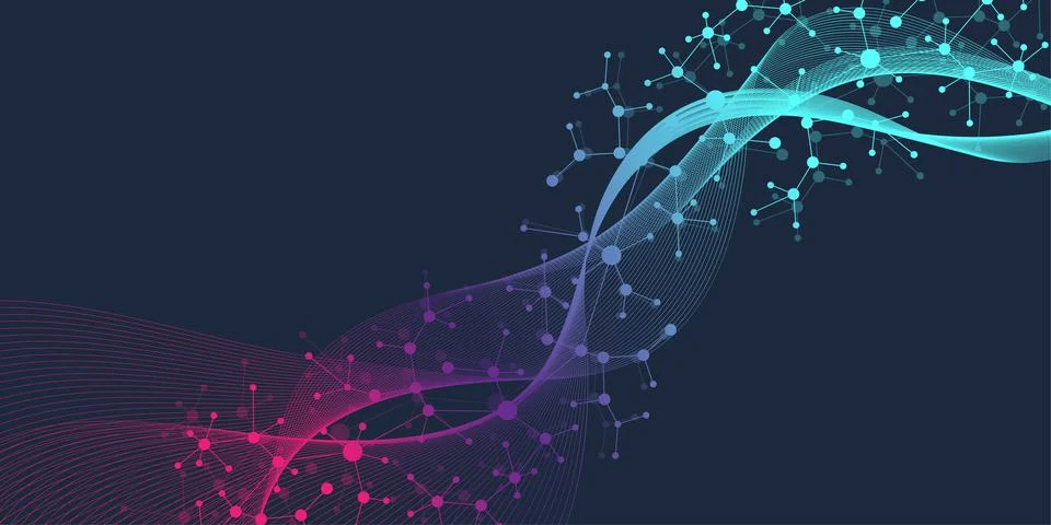 Big Genomic Data Visualization. DNA helix, DNA strand, DNA Test. CRISPR CAS9 - 스톡 일러스트