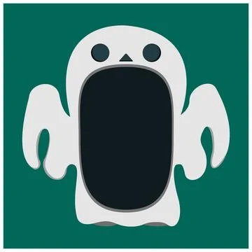 Big Ghost Character Head  and Open mouth , Vector and Illustration. Stock Illustration