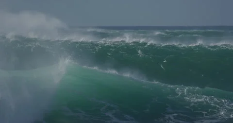 Big giant wave in ocean sea water  8k Stock Footage 257968370