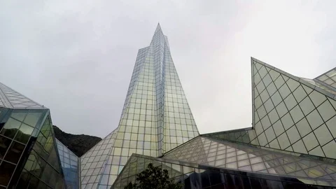 Big Glass Building in the Shape of Pyramid Video stock 88038142
