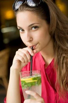 Big glass of refreshment. Stock Photos