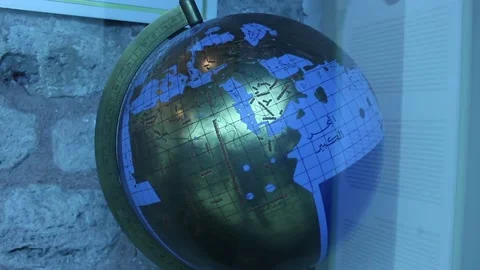 Big Globe with Arabic Inscriptions Stock Footage 87759595