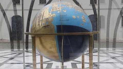 Big Globe with Arabic Inscriptions Stock Footage 87759606