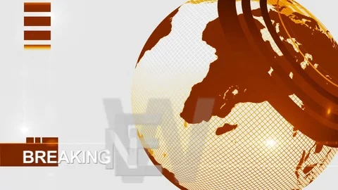 Big globe breakingnews generic background 4K golden Stock-Footage 74134797