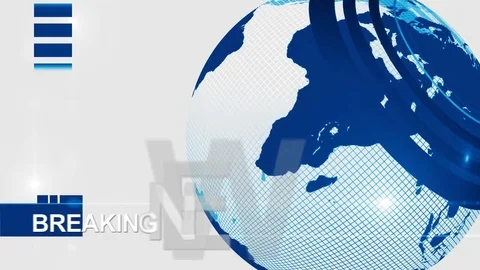 Big globe breakingnews generic background 4K blue Stock Footage 74134924