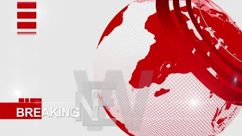 Big globe breakingnews generic background 4K red Stock Footage 74137007
