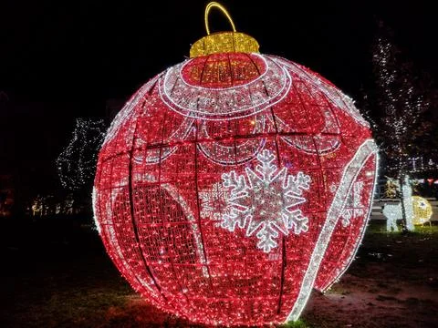 Big globe made of lights in Baia Mare city, Romania Stock-Fotos