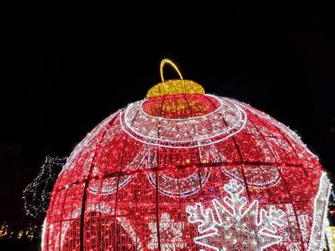 Big globe made of lights in Baia Mare city, Romania Foto stock