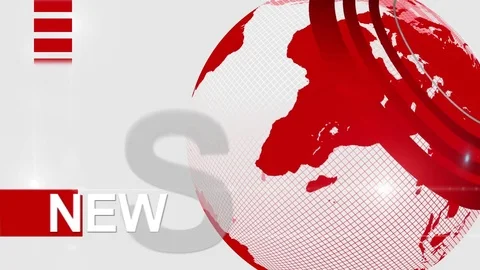 Big globe news generic background 4K red Stock Footage 74143185