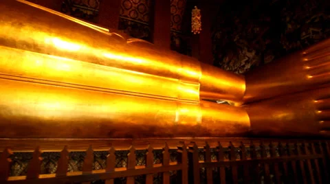 The Big golden Reclining Buddha within Wat Pho Stock Footage 36334850