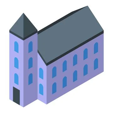 Big gothic cathedral building isometric view Ilustración de archivo