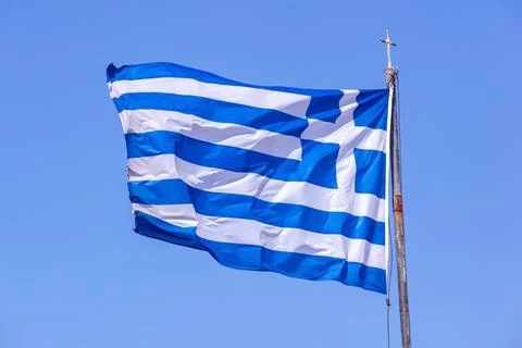 Big Greece flag on wind Stock Photos