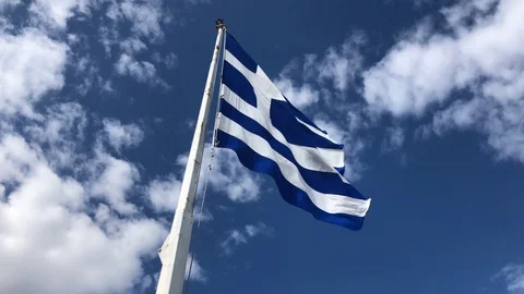 Big Greek flag Stock Footage 87650157