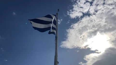 Big Greek flag Stock Footage 87650184