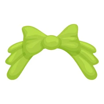 Big green bow tie with folded ribbon ends pointing to each side Stock Illustration
