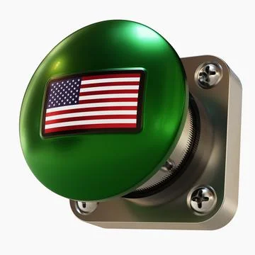 Big Green Button with the US Flag Stock Illustration