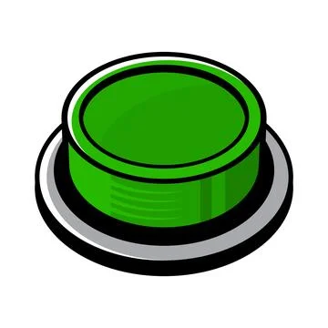 Big Green Button on White Background. Comic Book Style. Vector Illustrazione stock