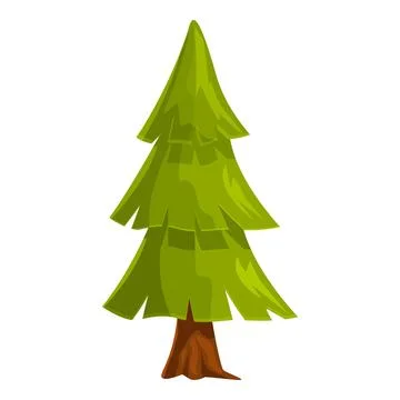 Big green cartoon pine tree standing tall Stock Illustration