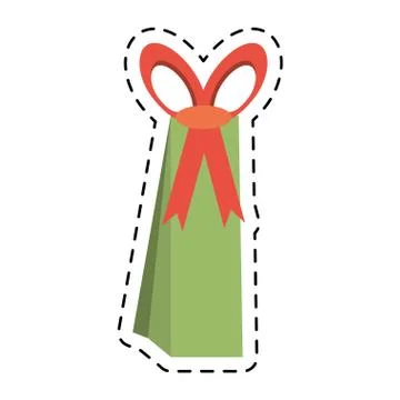 Big green gift box line dotted Stock Illustration