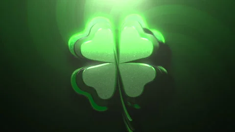 Big green shamrock on vertigo pattern Stock Footage 168102124