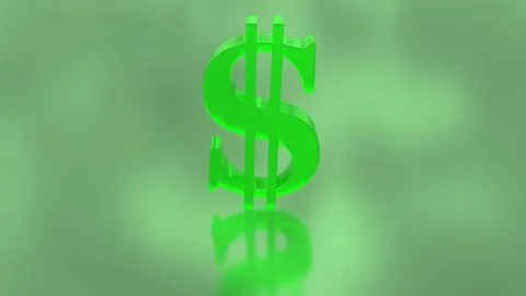 Big Green Translucent 3D Dollar Sign Money USD Symbol Rotates Slowly Stock Photos