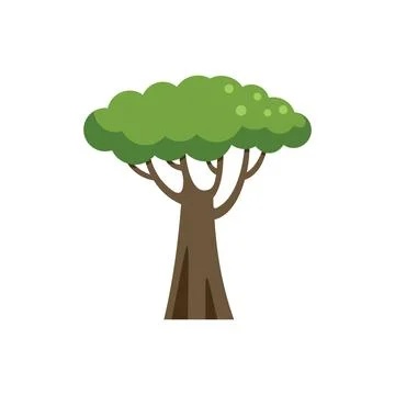 Big green tree spreading its branches on white background Stock Illustration