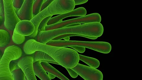 Big green virus on black background Stock Footage 140875962