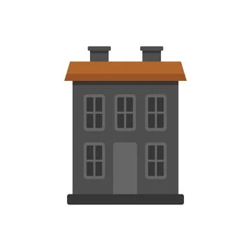 Big grey facade building with two chimneys standing Ilustración de archivo