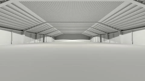 Big grey gray 3D hall warehouse deposit Stock Illustration