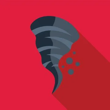Big grey tornado rotating with debris flying around on red background Illustrazione stock