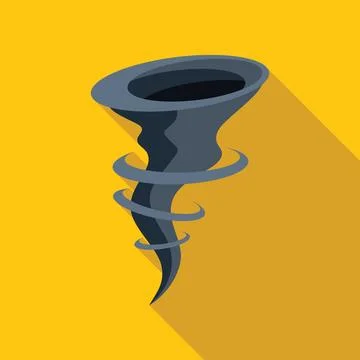 Big grey tornado rotating on yellow background with long shadow Stock Illustration