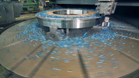 A big grinding machine in work. Metalworking CNC milling machine. Video stock 98691006