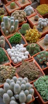 Big group of assorted cactuses Stock Photos