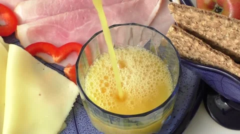 Big group of meat, cheese, bread, juice Stock Footage 53521272