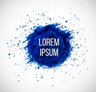 Big grunge circle with splashes of paint on white background. Illustrazione stock