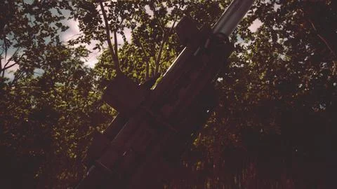 Big gun cannon in the forest Stock Illustration