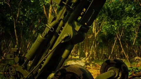 Big gun cannon in the forest Stock Illustration