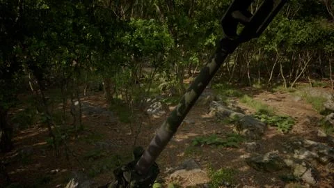 Big gun cannon in the forest Stock Illustration